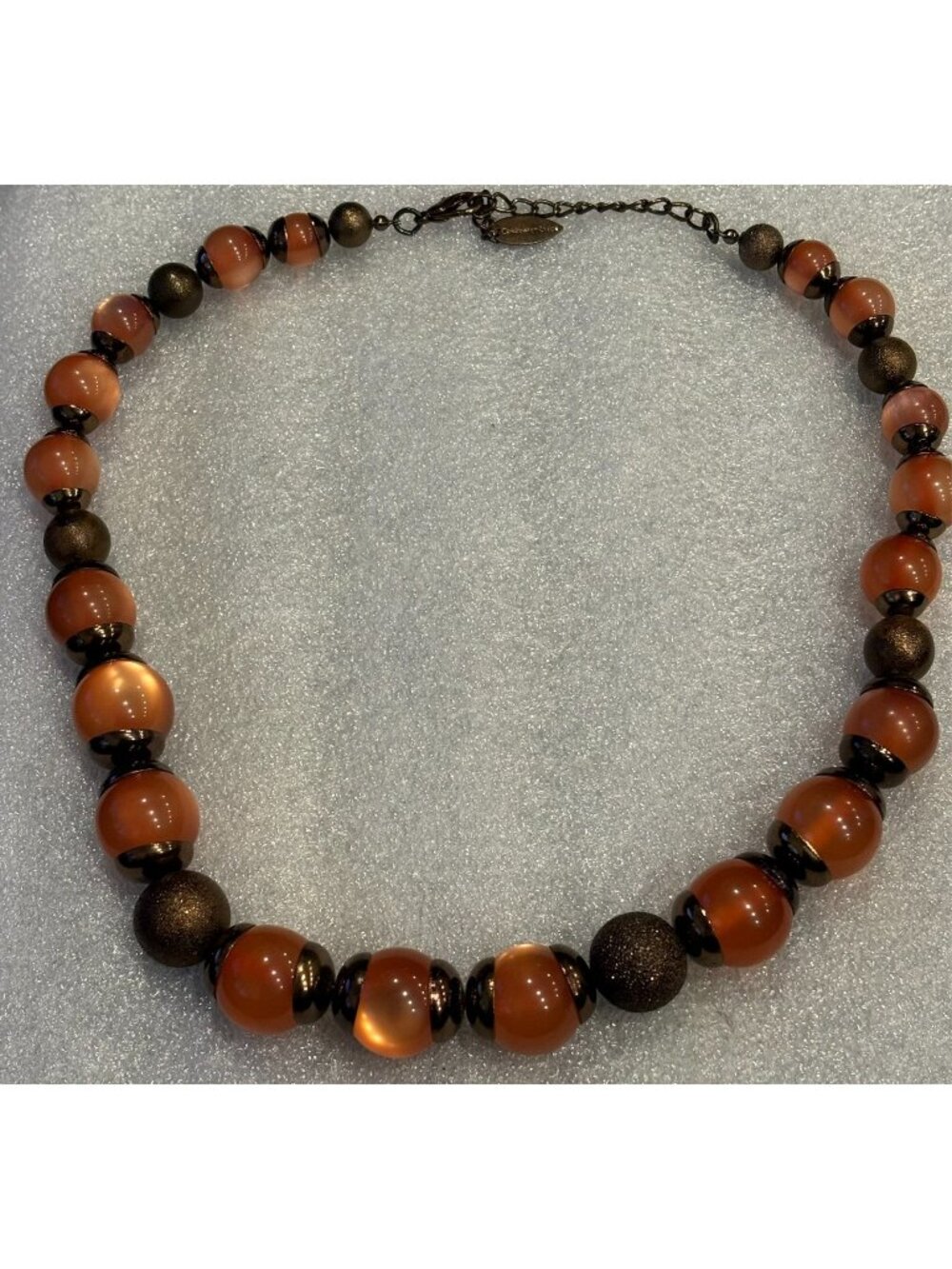80s Moonglow Lucite and Textured Bead Necklace by Coldwater Creek